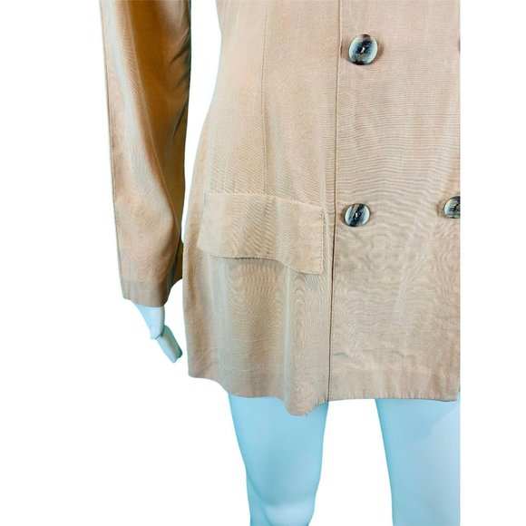 Vintage 90s Tunic Top Women's Large Beige Bronze Studded Large Collar Blouse - Picture 6 of 10